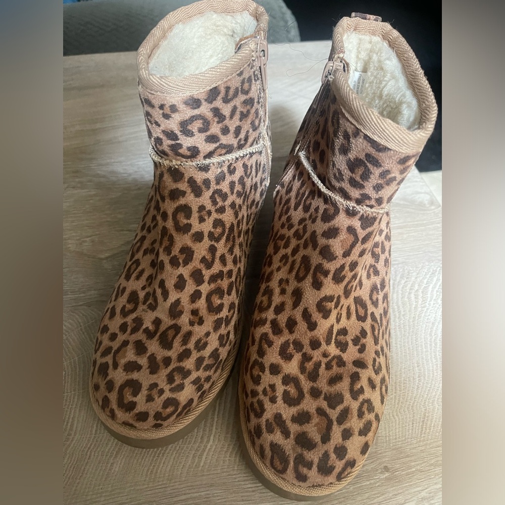 Dune leopard hidden wedge bootie